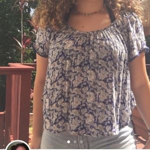 Blue flowy blouse